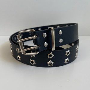 y2k 2000s vintage style star studded goth emo black and silver belt